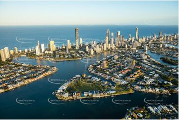 Sunset Aerial Photo Cronin Island Surfers Paradise