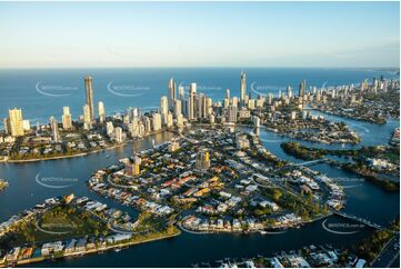 Sunset Aerial Photo Chevron Island Surfers Paradise