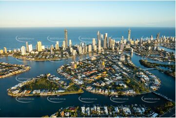Sunset Aerial Photo Chevron Island Surfers Paradise