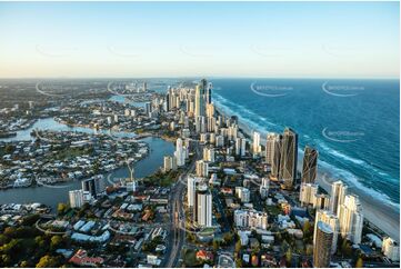 Sunset Aerial Photo Surfers Paradise QLD Aerial Photography