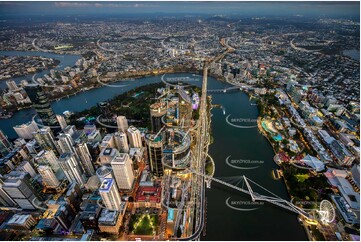 Last Light Aerial Photo of Queens Wharf Brisbane