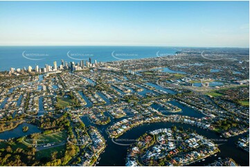 Sunset Aerial Photo Broadbeach Waters QLD Aerial Photography