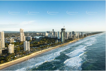 Sunrise Aerial Photo Main Beach QLD Aerial Photography
