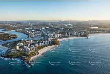 Coolangatta At Sunset - Gold Coast QLD Aerial Photography