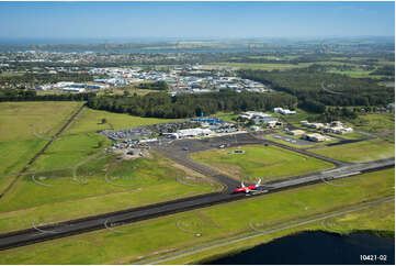 A Virgin Jet Taking Off at Ballina Airport Aerial Photography