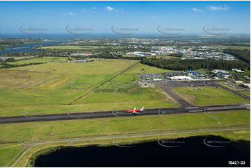 A Virgin Jet Taking Off at Ballina Airport Aerial Photography