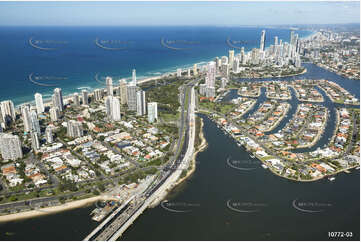 The Light Rail running through Main Beach QLD Aerial Photography