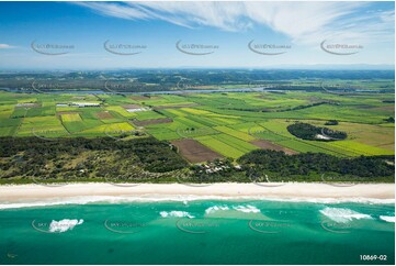 Aerial Photo of Patchs Beach & Sugar Cane - NSW Aerial Photography