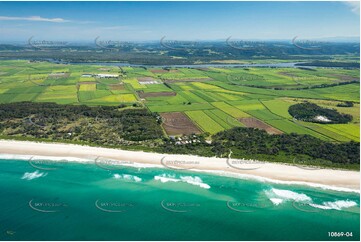 Aerial Photo of Patchs Beach & Sugar Cane - NSW Aerial Photography