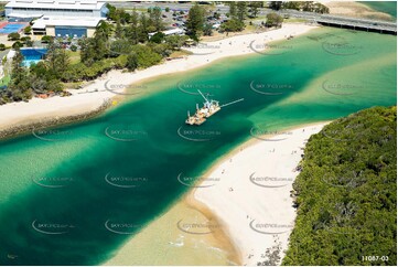 Sand Dredging in Tallebudgera Creek Palm Beach QLD Aerial Photography