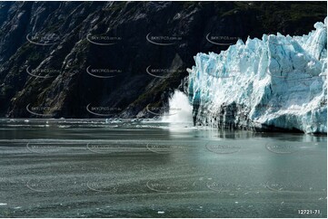 Ice Calving off Margerie Glacier Aerial Photography