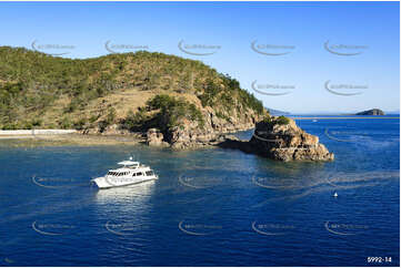 Cruising boat at anchor Hayman Island Aerial Photography