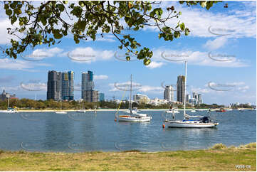 Southport CBD framed by Palm Trees QLD Aerial Photography
