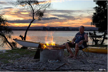 Sunset Camp Fire QLD Aerial Photography