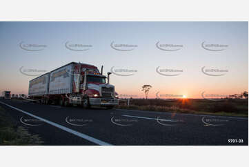 Long Haul Truck at Sunrise Aerial Photography