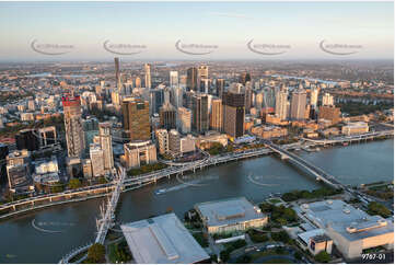 Aerial Photo of Brisbane CBD at Sunset QLD Aerial Photography