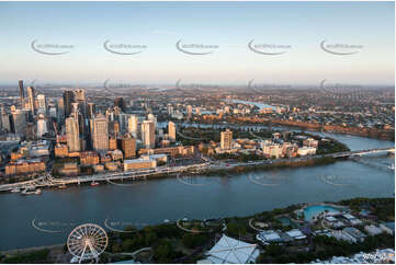 Aerial Photo of Brisbane CBD at Sunset QLD Aerial Photography