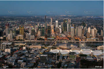 Aerial Photo of Brisbane City & South Bank at Last Light QLD Aerial Photography