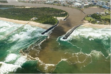 Flood Water Over The Tweed River Bar NSW Aerial Photography