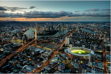 Night Aerial Photo Woolloongabba QLD Aerial Photography