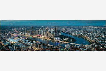 Night Panoramic Aerial Photo Brisbane City QLD Aerial Photography