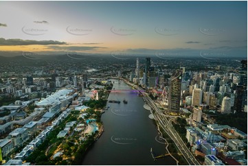 Night Aerial Photo South Brisbane QLD Aerial Photography