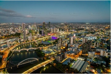 Night Aerial Photo South Brisbane QLD Aerial Photography