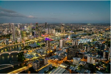 Night Aerial Photo South Brisbane QLD Aerial Photography