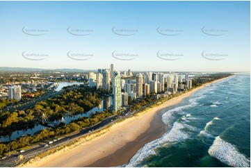 Sunrise Aerial Photo Main Beach QLD Aerial Photography