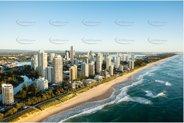 Sunrise Aerial Photo Main Beach QLD Aerial Photography