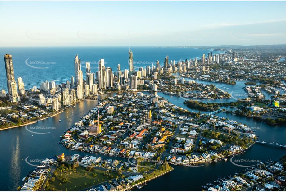 Sunset Aerial Photo Chevron Island Surfers Paradise