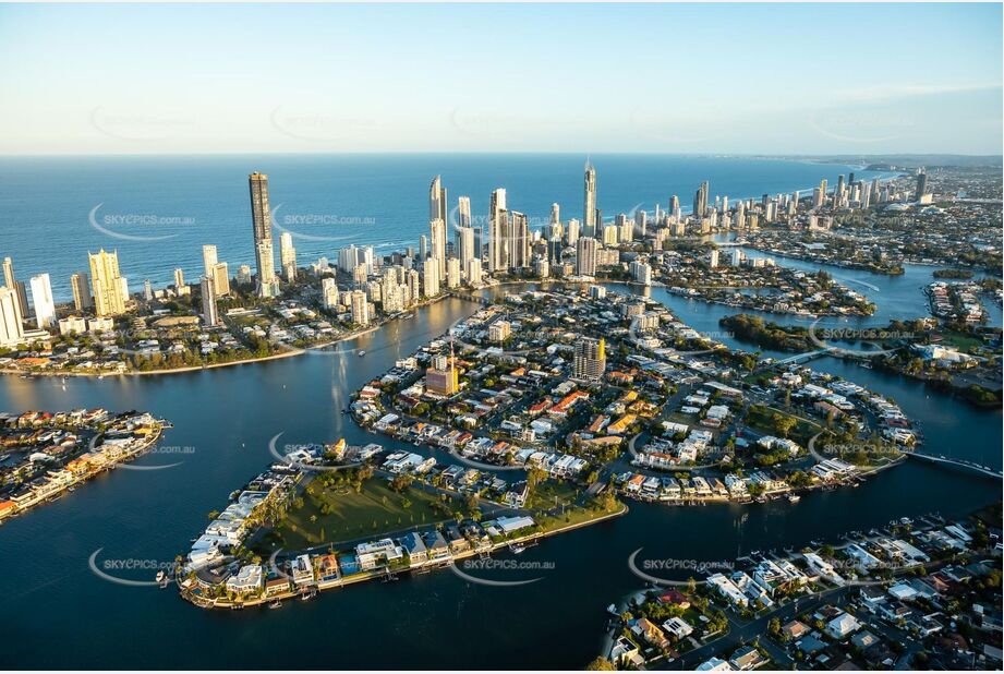 Sunset Aerial Photo Chevron Island Surfers Paradise