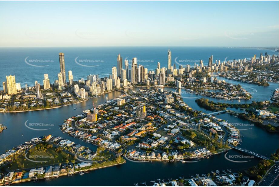 Sunset Aerial Photo Chevron Island Surfers Paradise