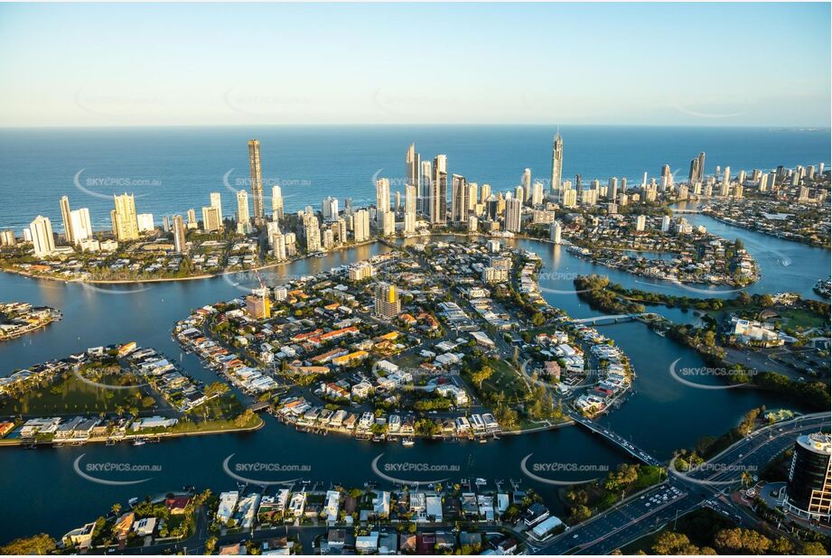 Sunset Aerial Photo Chevron Island Surfers Paradise