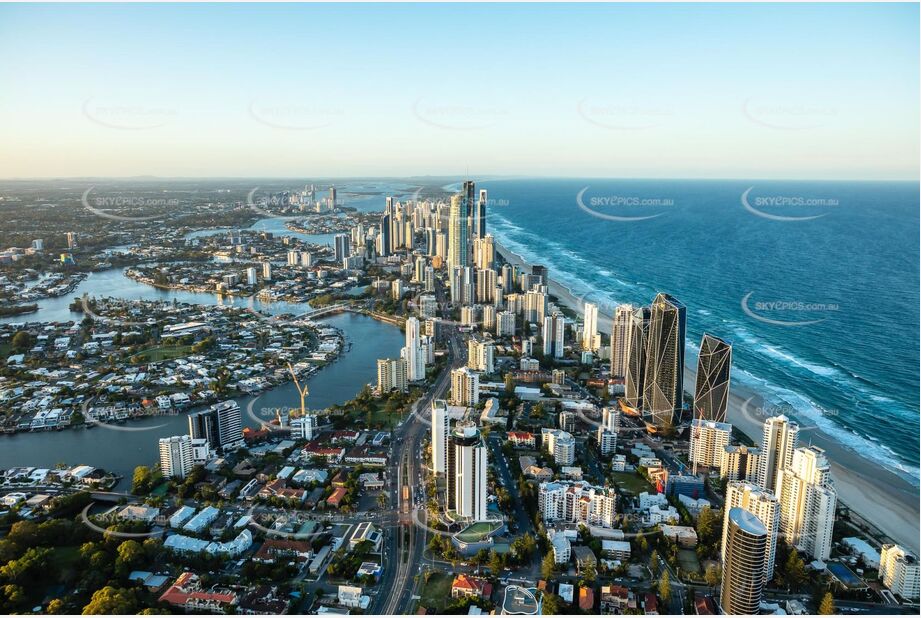 Sunset Aerial Photo Surfers Paradise QLD Aerial Photography