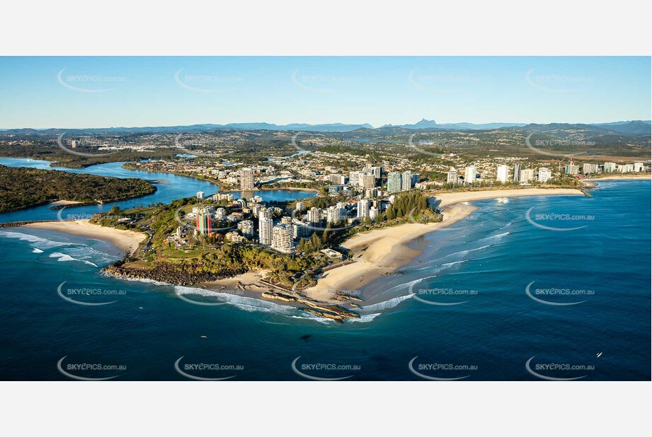 Sunrise Aerial Photo of Point Danger & Snapper Rocks QLD