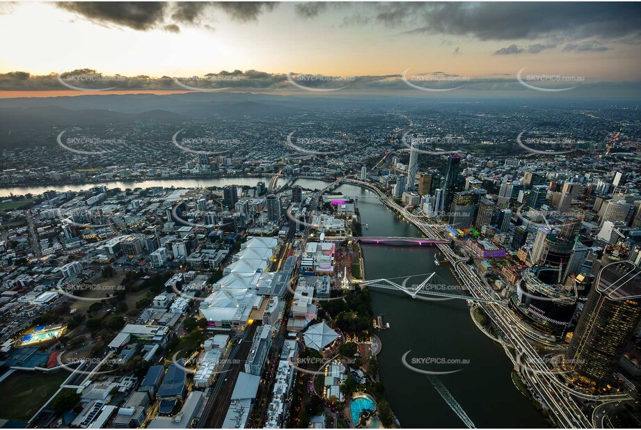 Last Light Aerial Photo of South Bank Brisbane