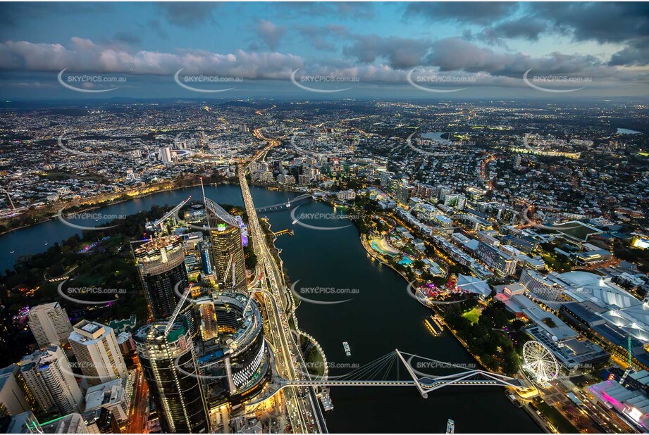 Last Light Aerial Photo of South Bank Brisbane