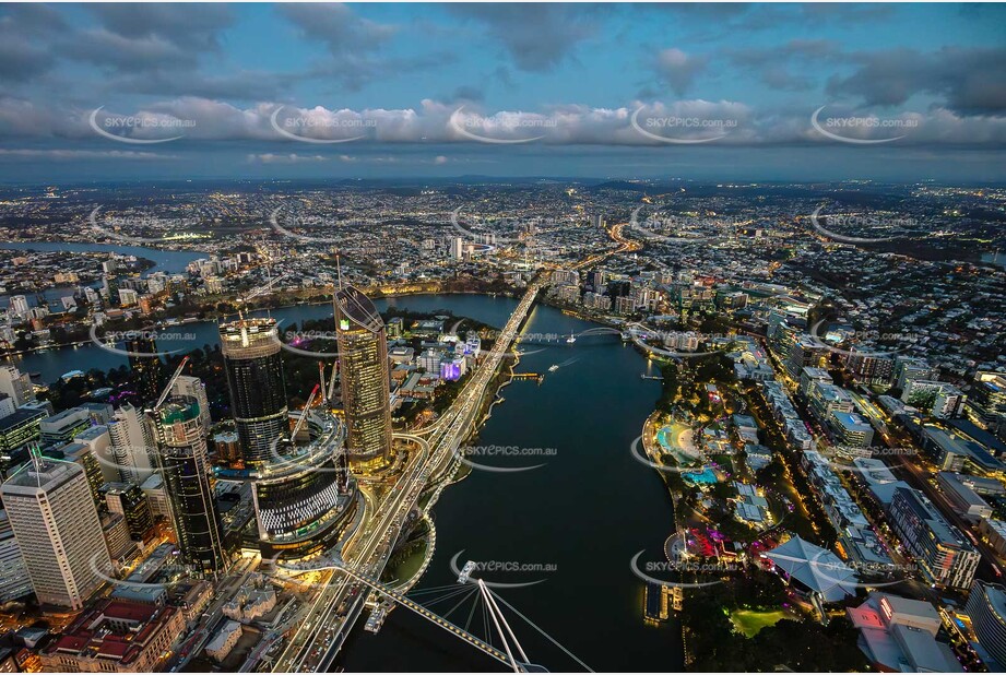 Last Light Aerial Photo of South Bank Brisbane