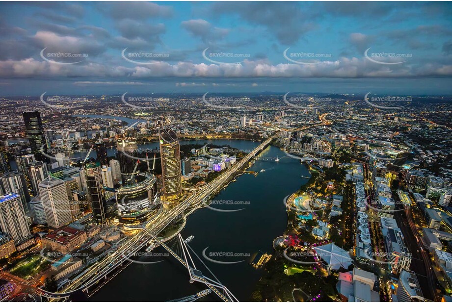 Last Light Aerial Photo of South Bank Brisbane