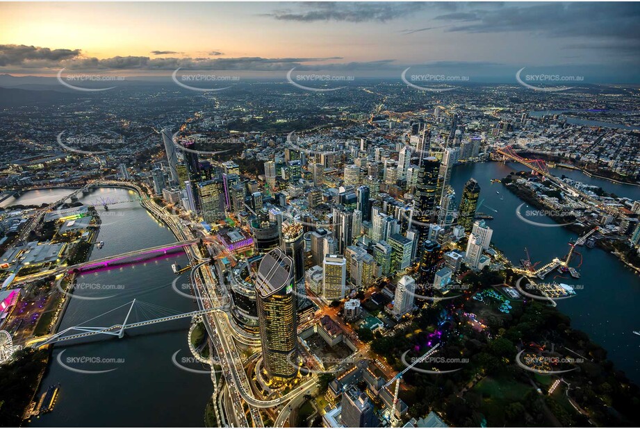 Last Light Aerial Photo of Brisbane QLD