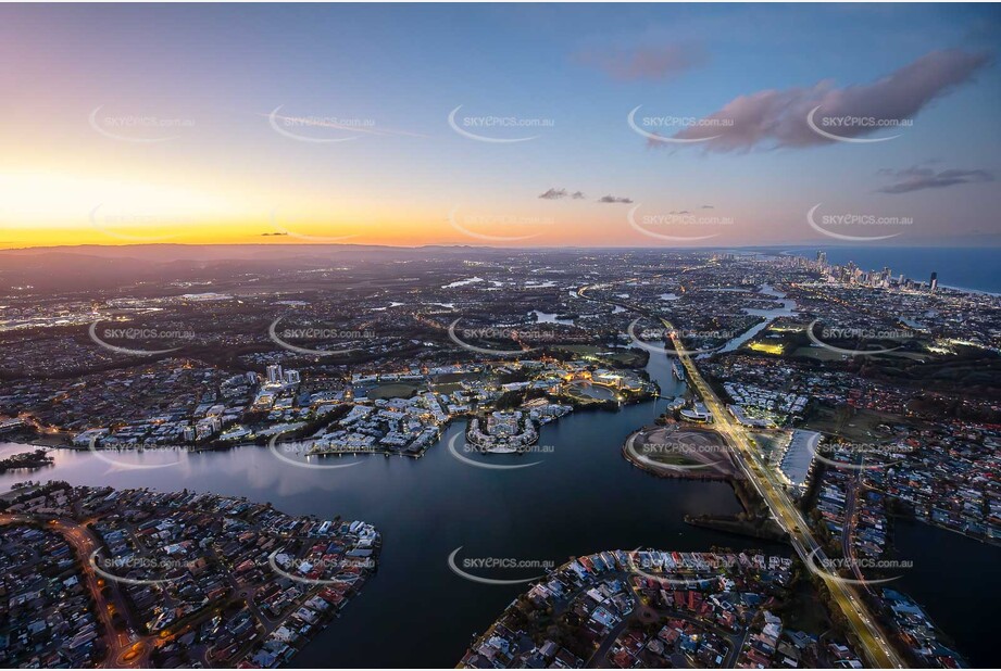 Last Light Aerial Photo Varsity Lakes QLD