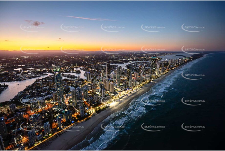 Last Light Aerial Photo Surfers Paradise QLD