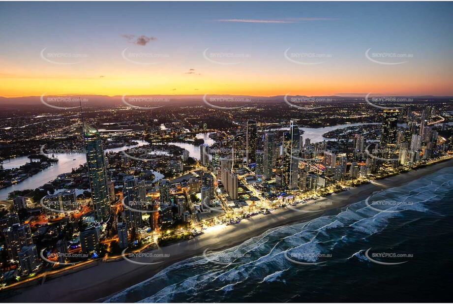 Last Light Aerial Photo Surfers Paradise QLD