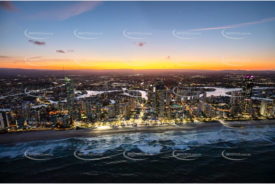 Last Light Aerial Photo Surfers Paradise QLD