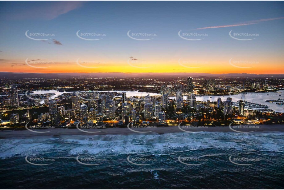 Last Light Aerial Photo Main Beach QLD