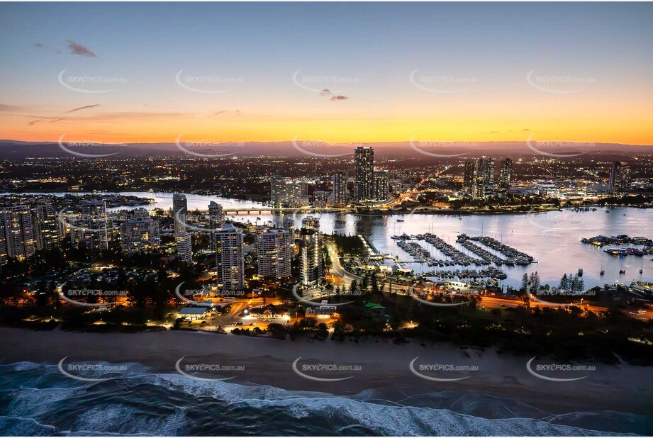 Last Light Aerial Photo Main Beach QLD
