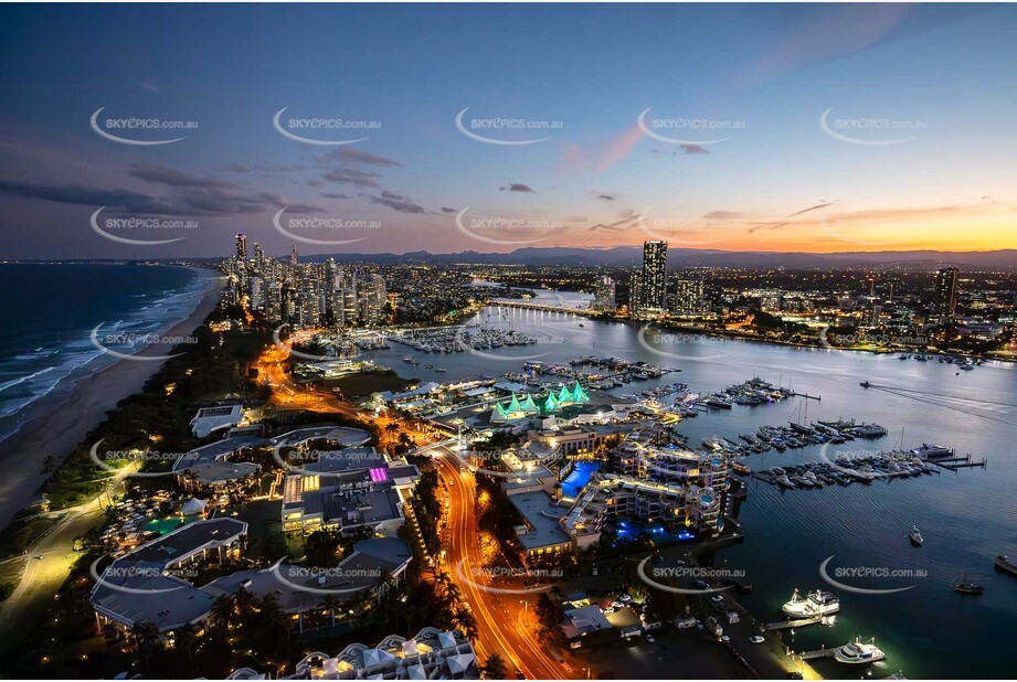 Last Light Aerial Photo Main Beach QLD