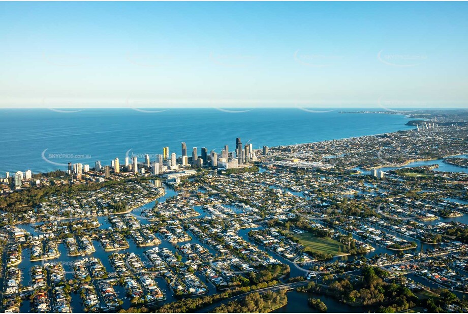 Sunset Aerial Photo Broadbeach Waters QLD Aerial Photography