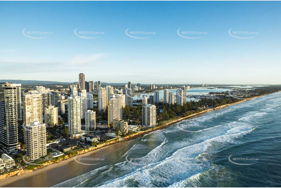 Sunrise Aerial Photo Main Beach QLD Aerial Photography